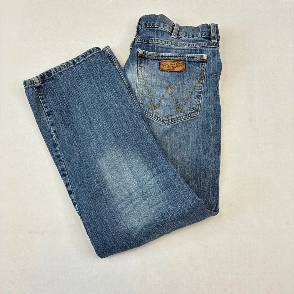 Wrangler Retro Relaxed Bootcut Jeans‎ Mens 34x31 Blue Stretch Western Denim